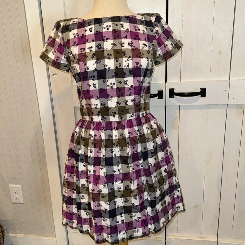 Brooks Brothers Red Fleece Plaid Floral Dress - Picture 1 of 4